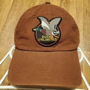 Ducks Unlimited Hat Cap Men Strapback Brown Canvas Mallard Duck Logo